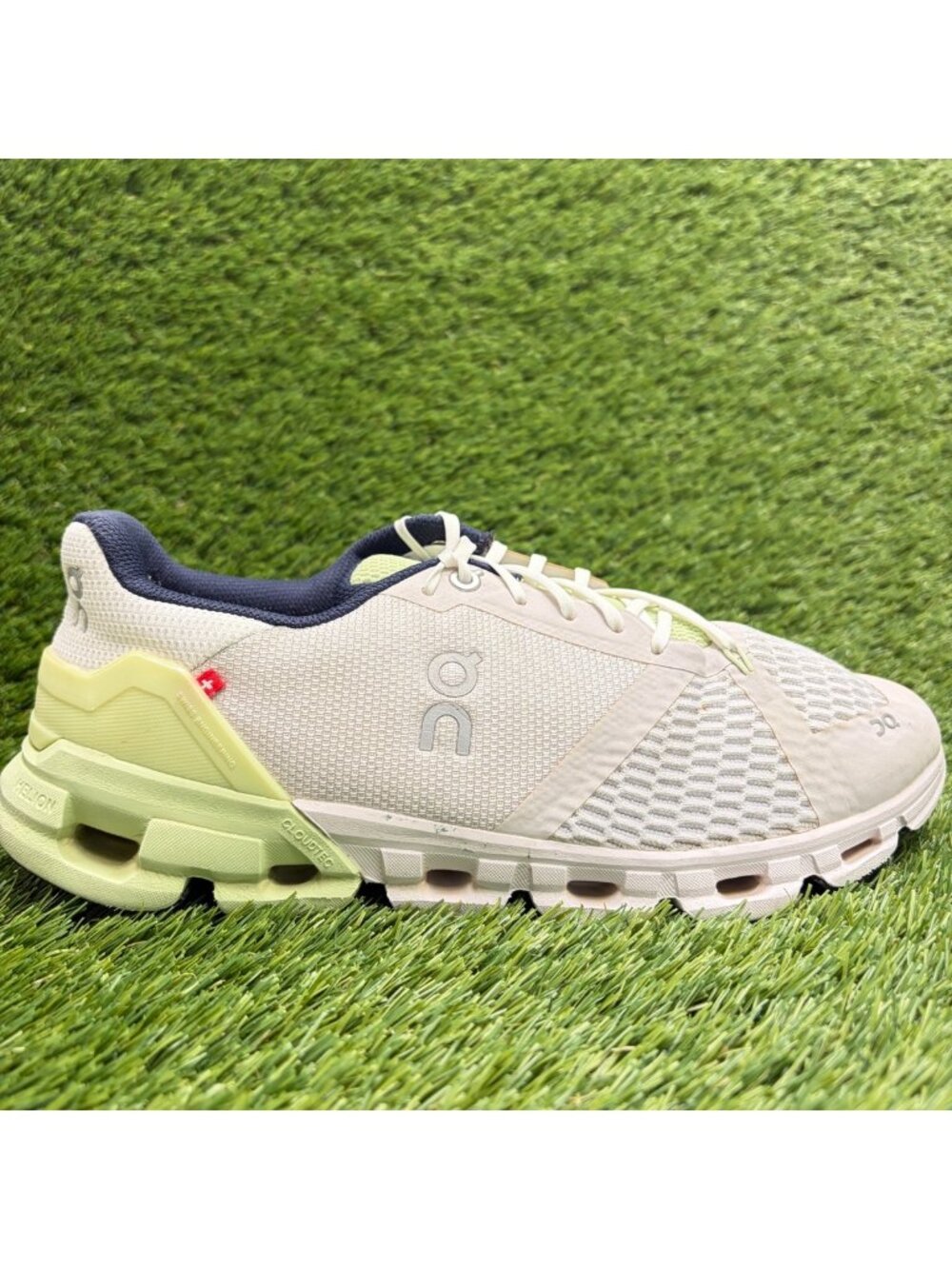 On Cloudflyer Womens Size 9.5 White Lime Athletic Running Walking Shoes Sneakers